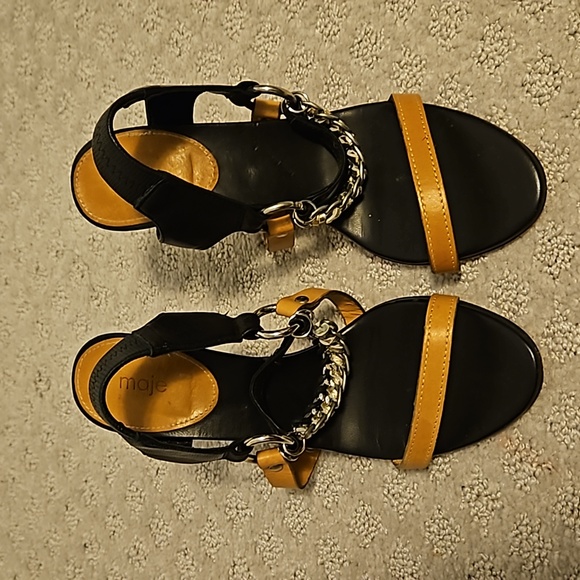 Maje Birdy Leather Chain Detail Strappy Heels Size 38 - Picture 2 of 4